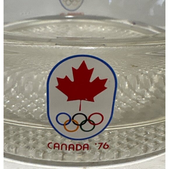 Canada 1976 Olympics Clear Glass Ashtray With Logo 6" Diameter 2" Tall - Picture 3 of 7